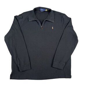 Polo Ralph Lauren Mens Estate Rib Flesh Pony 1/4 Zip Pullover Sweater Sz XL
